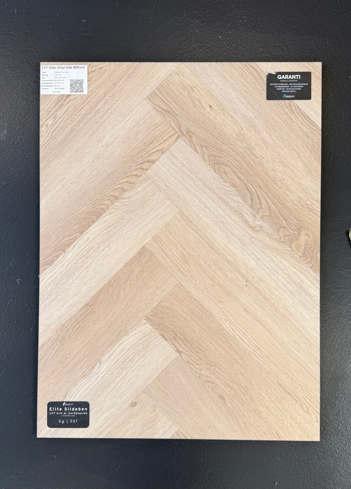 LVT Elite Vinyl Klik Med Kork - Sildeben Lys Eg 337