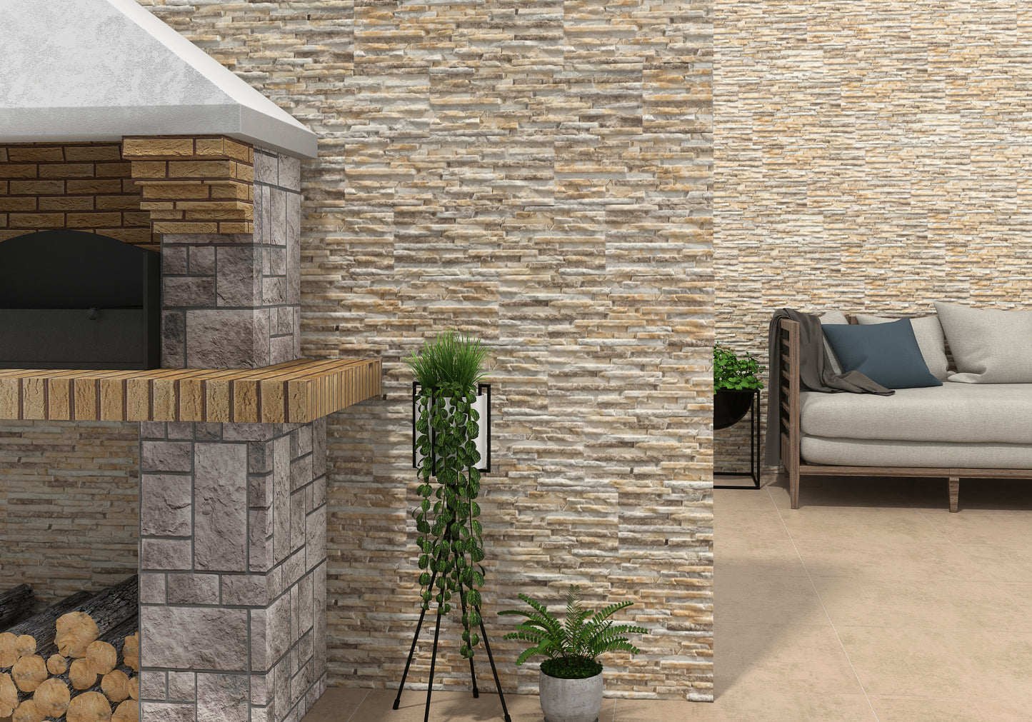 Vægfliser Stenlook Behobia Beige