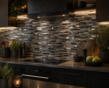 Vægfliser Mosaik Quartz Black