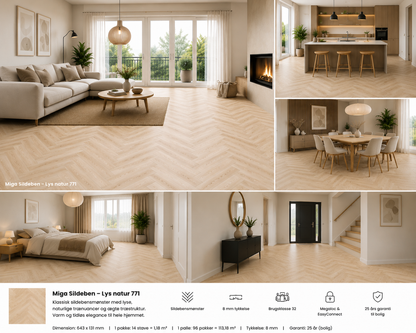 Miga Sildeben Laminat Klikgulv Lys Natur 8mm