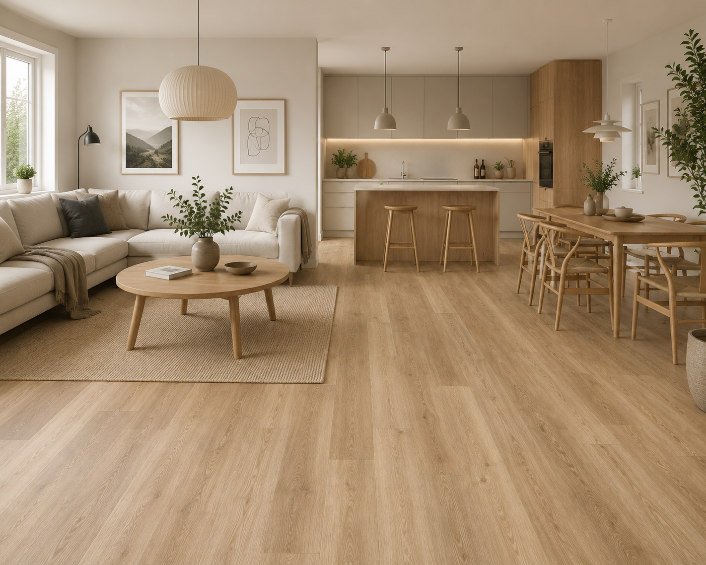 LVT Elite 10MM Large Vinyl Klik Med Kork -Plank Lys Natur