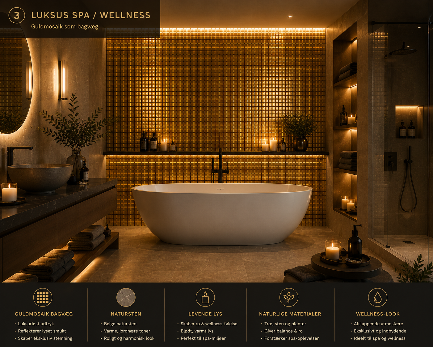 Vægfliser Mosaik Elegance Luxury Gold