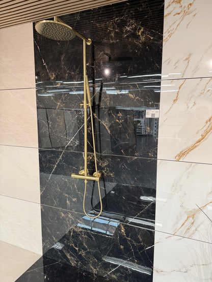 Marmorlook Fliser Verdi Gold Sort