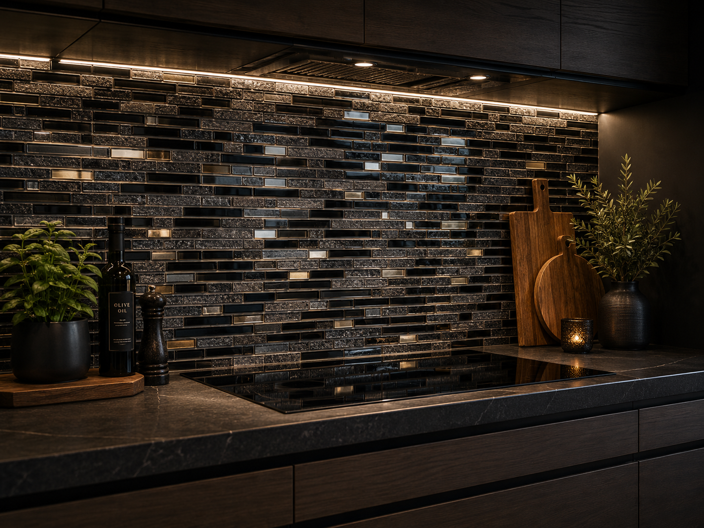 Vægfliser Mosaik Quartz Black