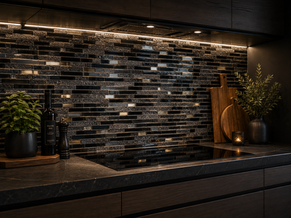 Vægfliser Mosaik Quartz Black