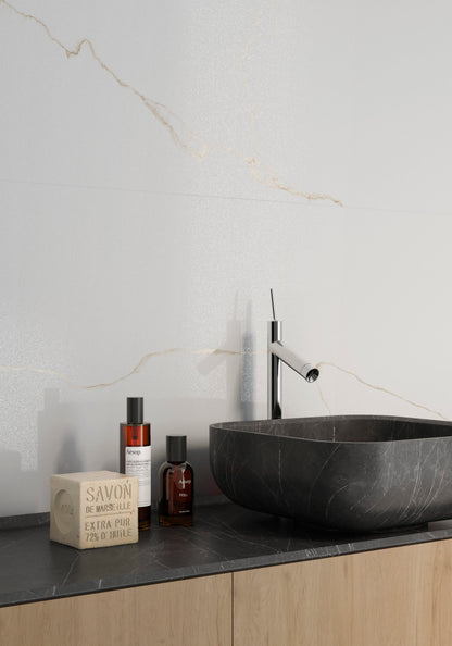 Marmorlook Fliser Bianco Mare Gold