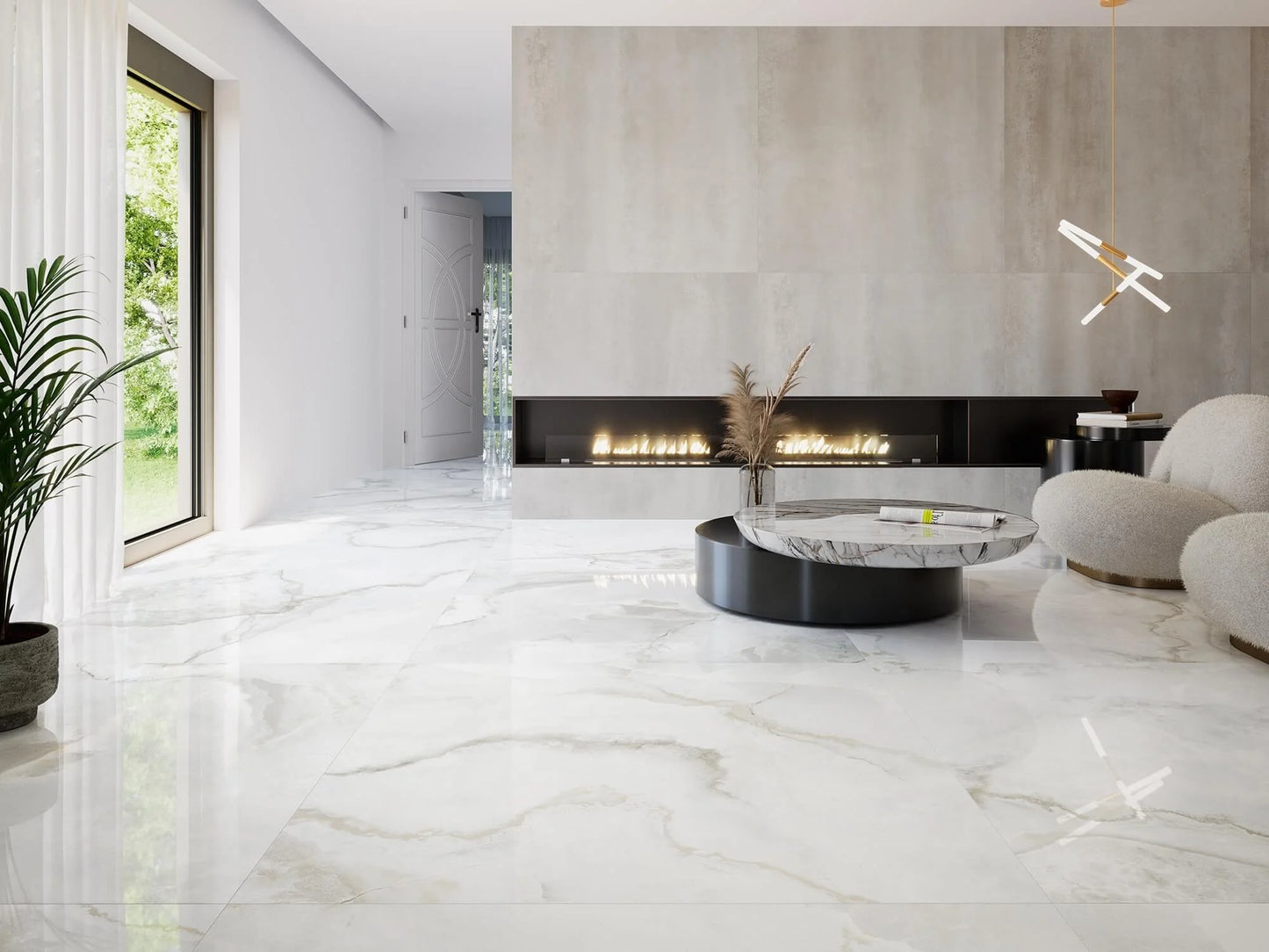 Marmorlook Fliser Basil White