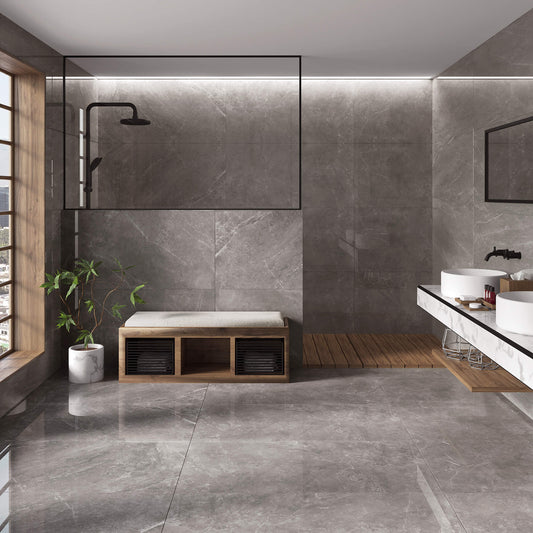 Marmorlook Fliser Butan Marengo