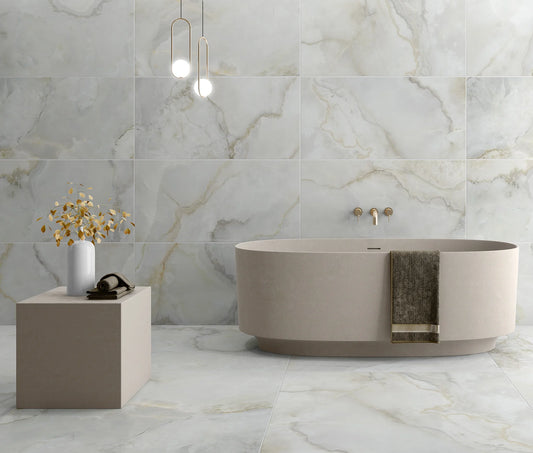 Marmorlook Fliser Basil White