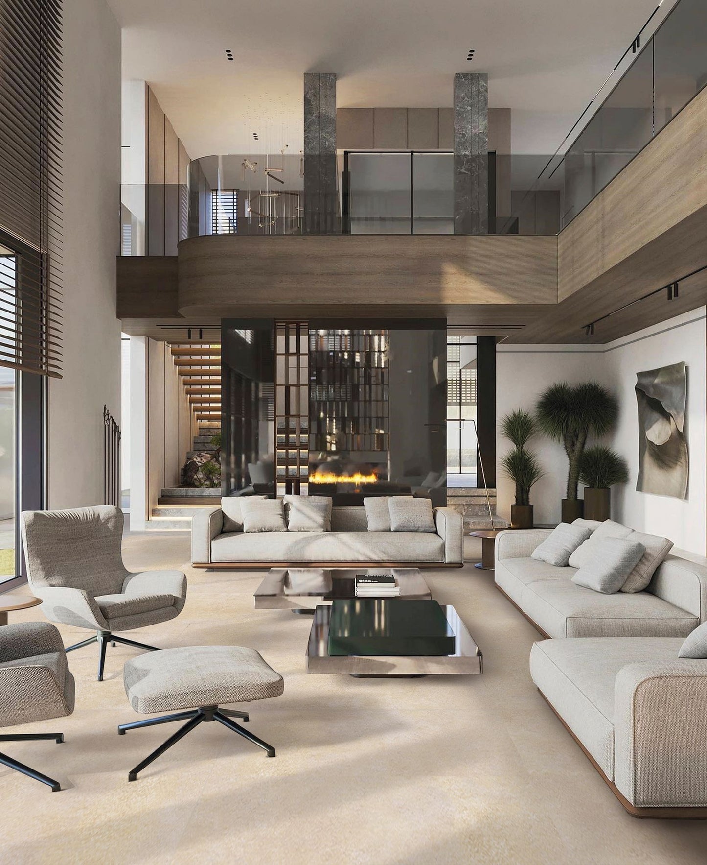 Block Beige Betonlook Flise
