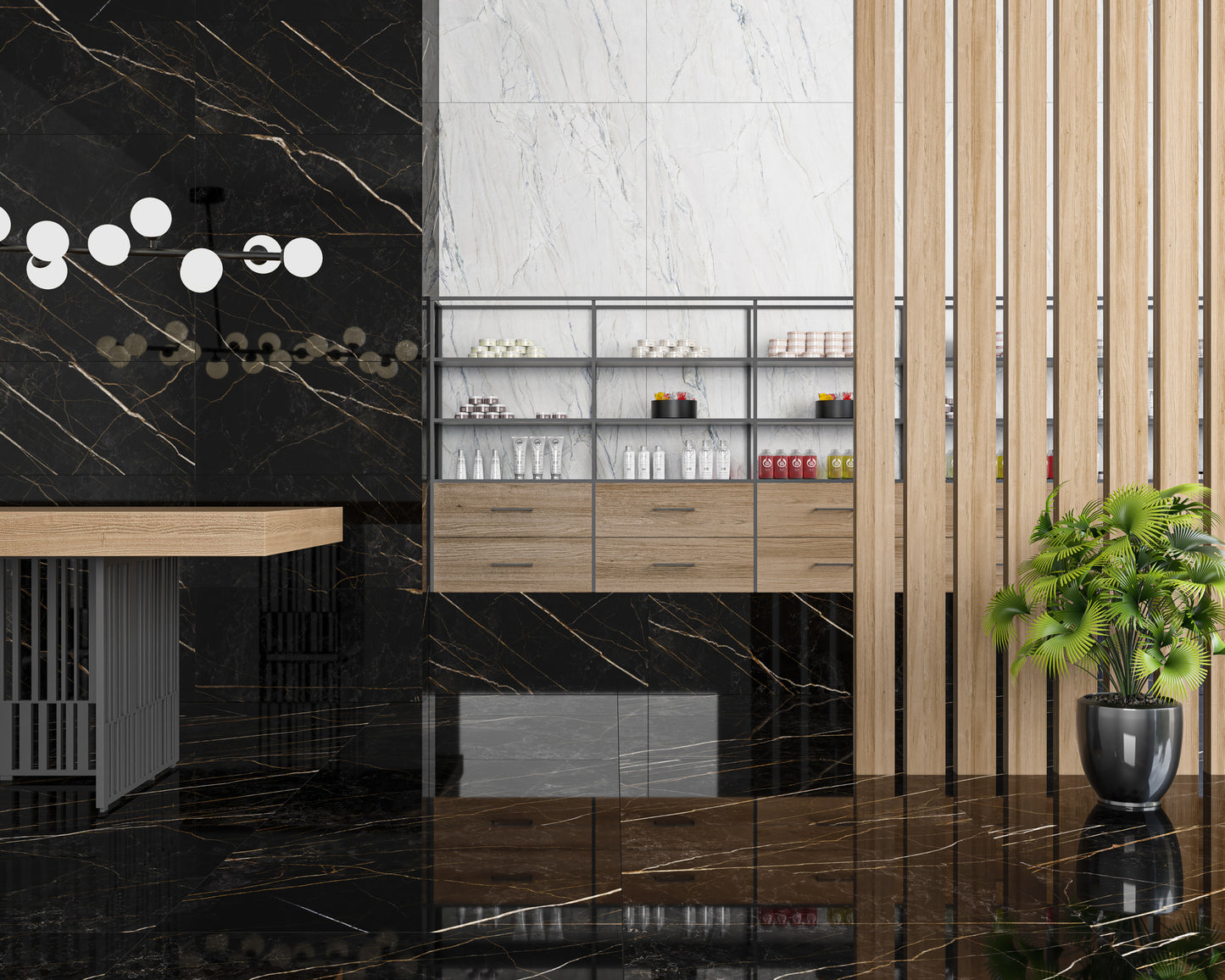 Kalahari Gold Sort Marmor Flise
