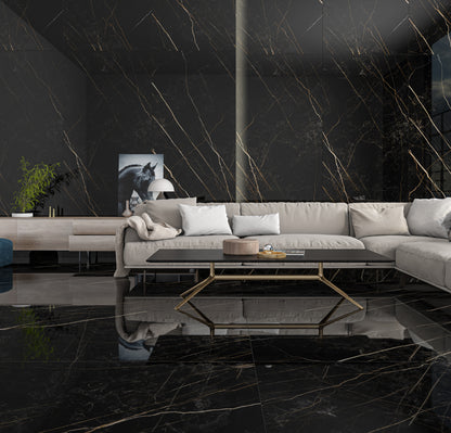 Kalahari Gold Sort Marmor Flise