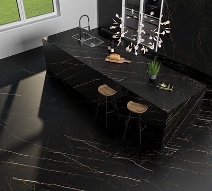 Kalahari Gold Sort Marmor Flise