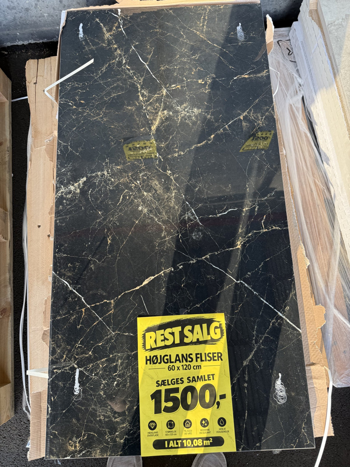 Rest Fliser 60x120 Højglans Sort