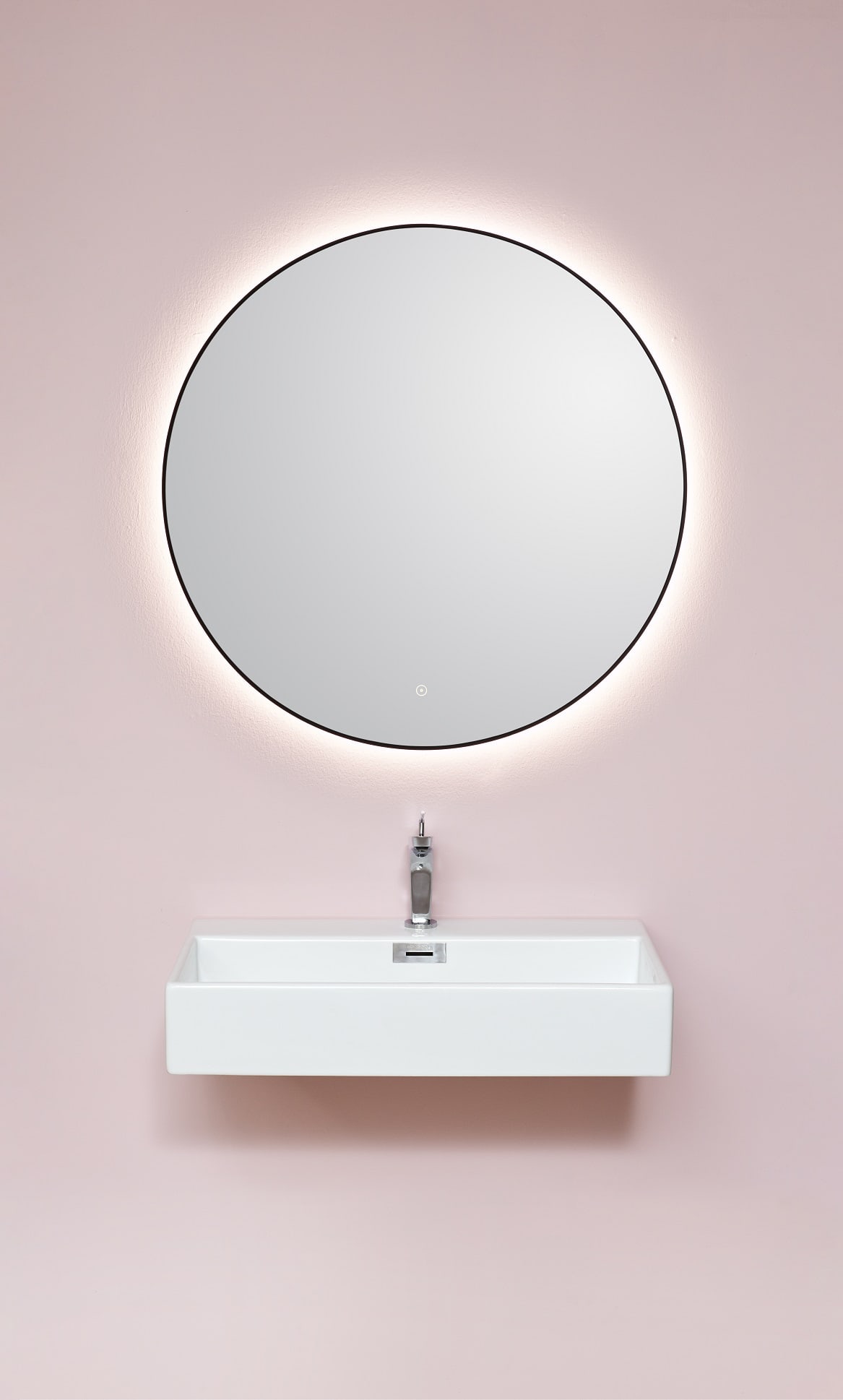 Cassøe Toscana spejl – Sort Ramme Ø90cm Backlight og Varme