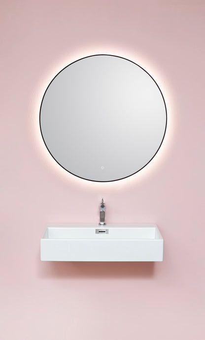 Cassøe Toscana spejl – Sort Ramme Ø90cm Backlight og Varme