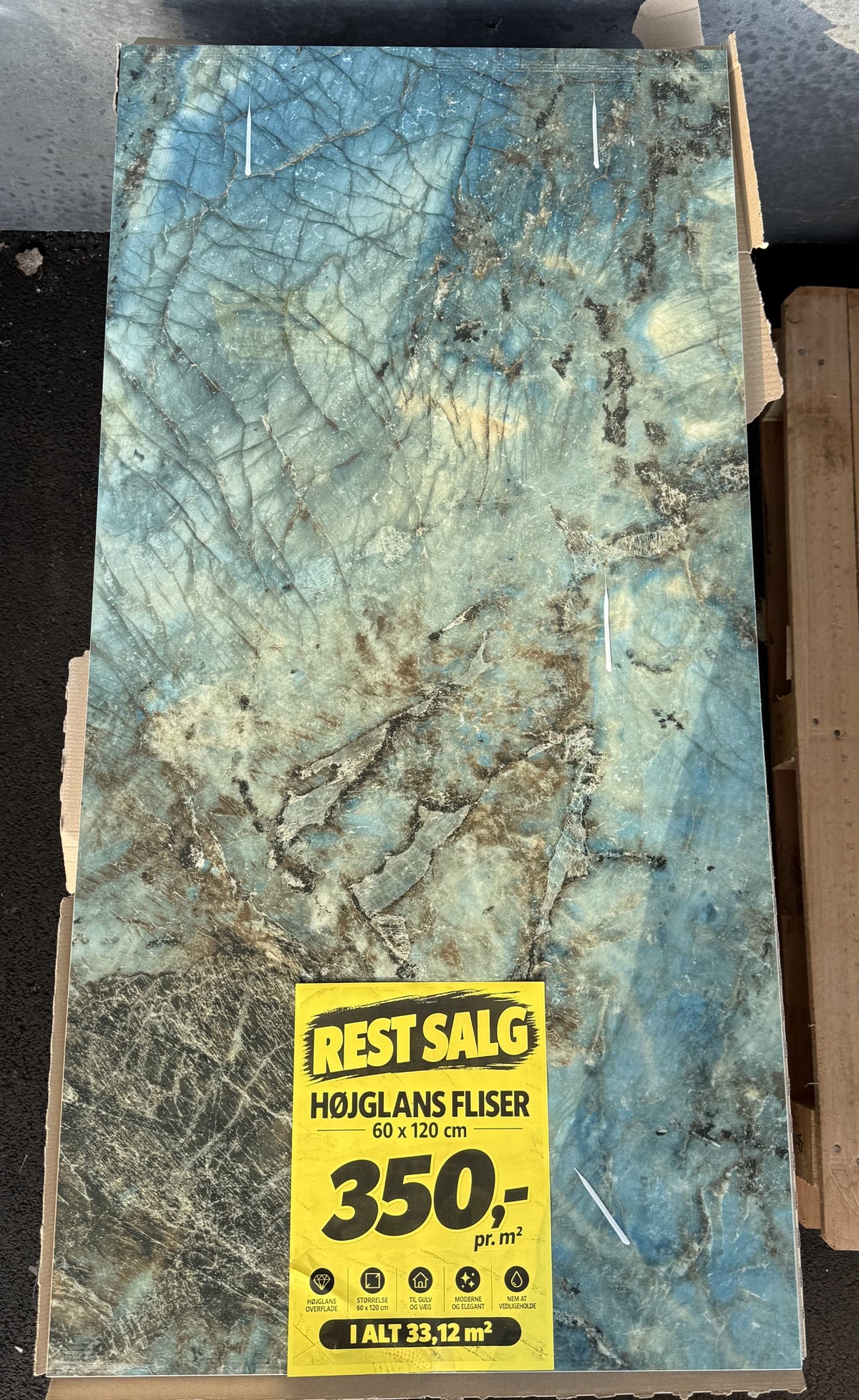 Rest Fliser 60x120 Grøn Højglans