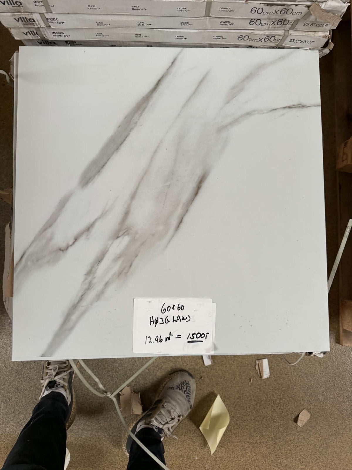 Rest Fliser Marmorlook Højglans 60x60
