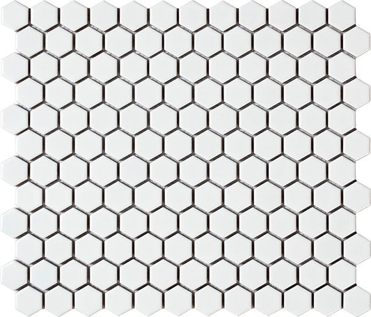 Vægfliser Mosaik Hexogan White