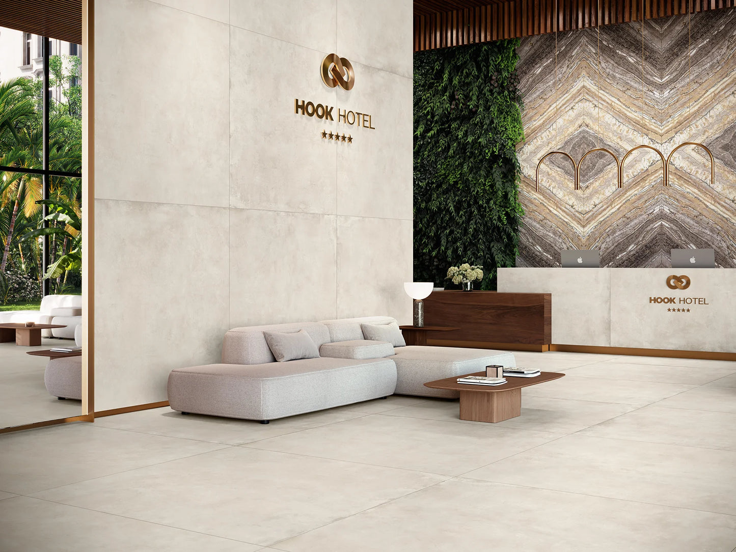 Betonlook Fliser Hook Almond