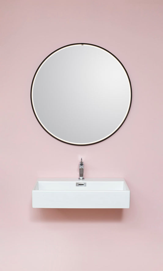 Cassøe Milano Rund Spejl Sort Ramme Ø80