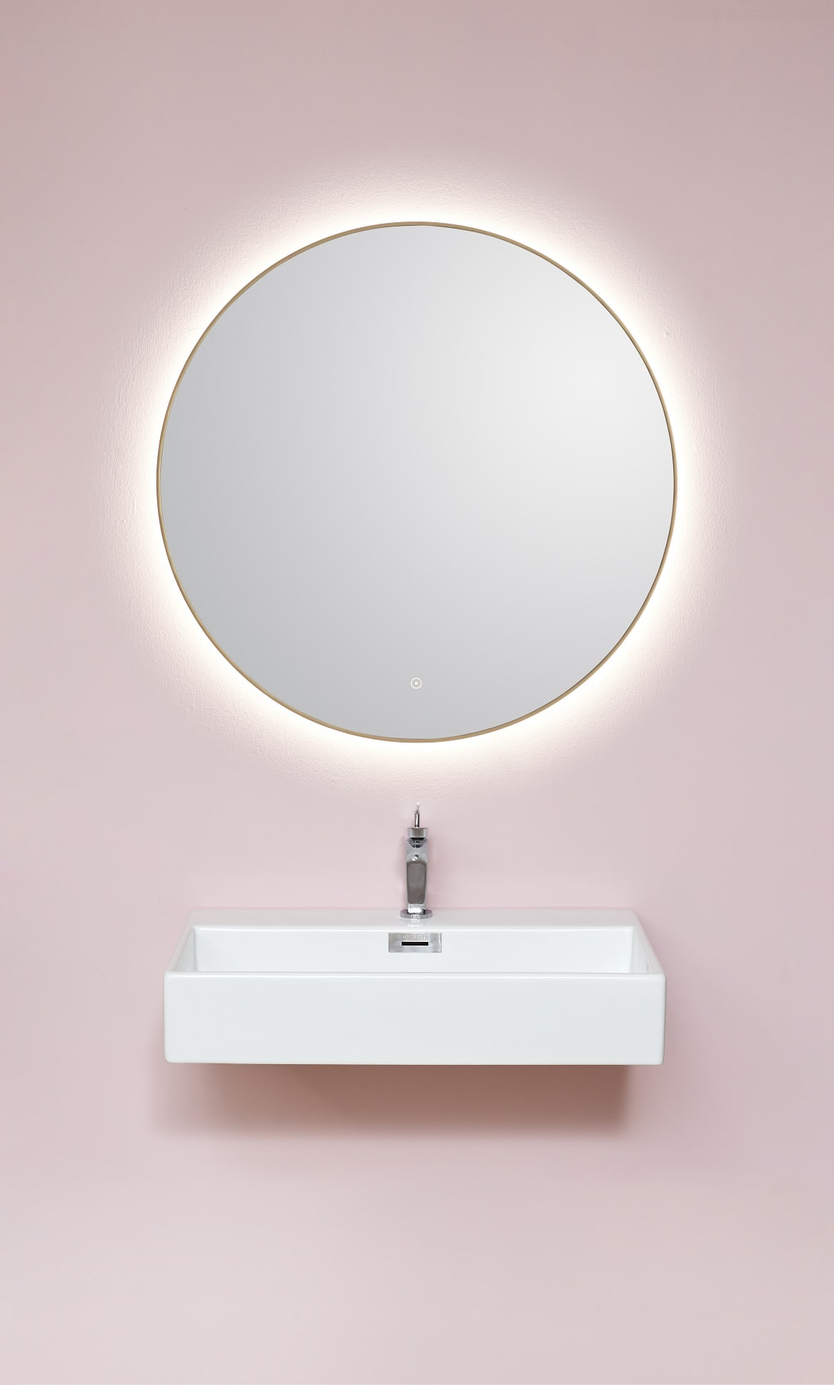 Cassøe Toscana spejl – Messing Ramme Ø90cm Backlight og Varme