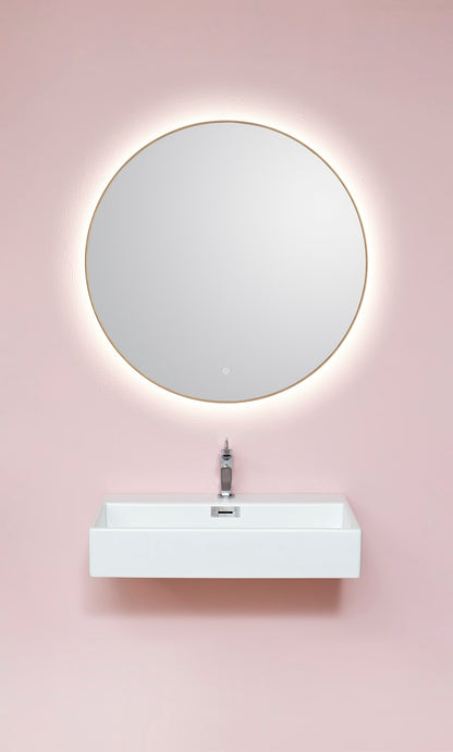 Cassøe Toscana spejl – Messing Ramme Ø90cm Backlight og Varme