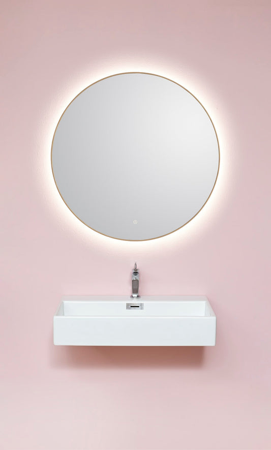 Cassøe Toscana spejl – Messing Ramme Ø90cm Backlight og Varme