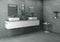 Moderne badeværelse med to vaske, to spejle og Ecco Light Grey betonfliser på vægge og gulv